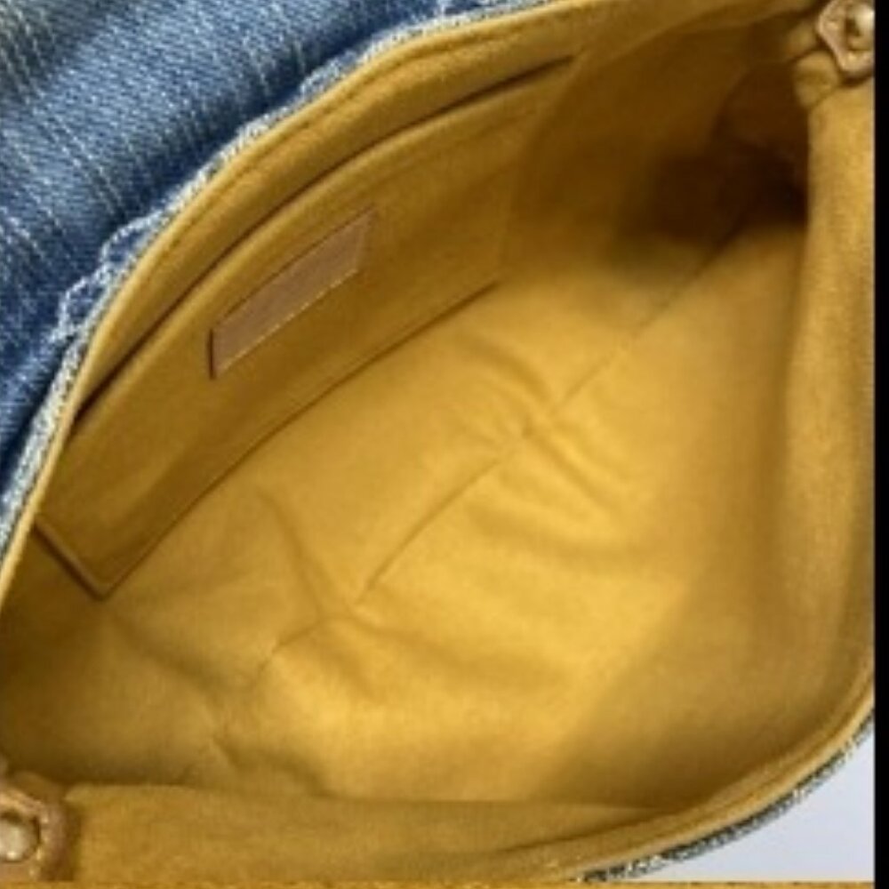 Louis Vuitton Denim Mini Pleaty Vintage Pouch Pochette Bag Monogram LV Purse - Picture 9 of 15